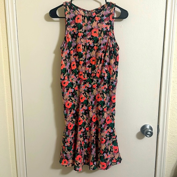 New J Crew Mercantile Ruched-waist Dress in Neon Floral Multi Sz 6 J4454 - Picture 1 of 7